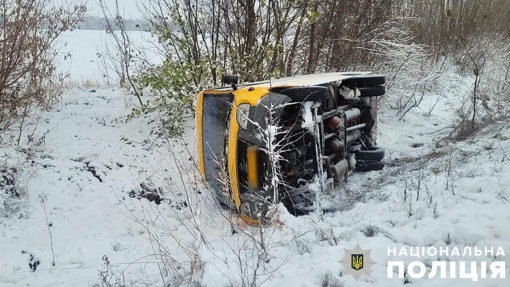 На Полтавщині мікроавтобус з'їхав у кювет та перевернувся